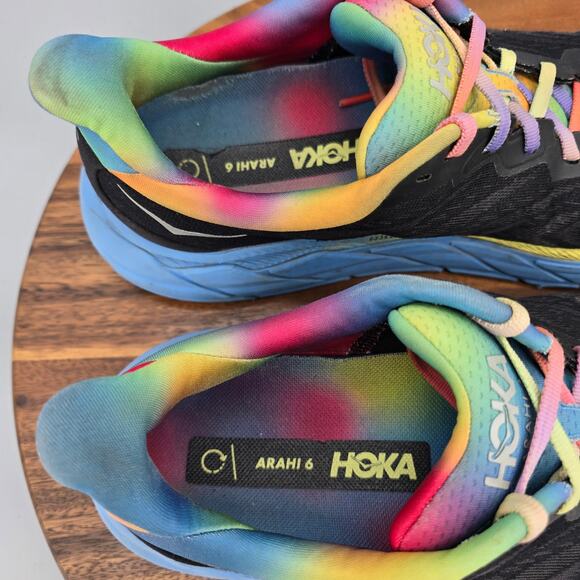 Hoka One One Arahi 6 Shoes Mens 10 D Black Rainbow Athletic Running Sneakers - Picture 6 of 8